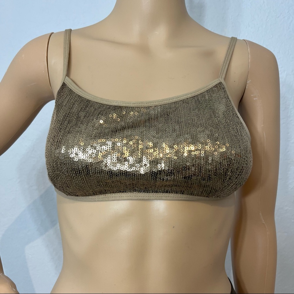 Chan Luu Designer Gold Sequin Bra/Sports Bra style